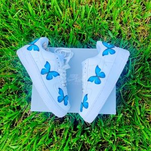 Custom Nike Air Force 1 Blue Butterfly